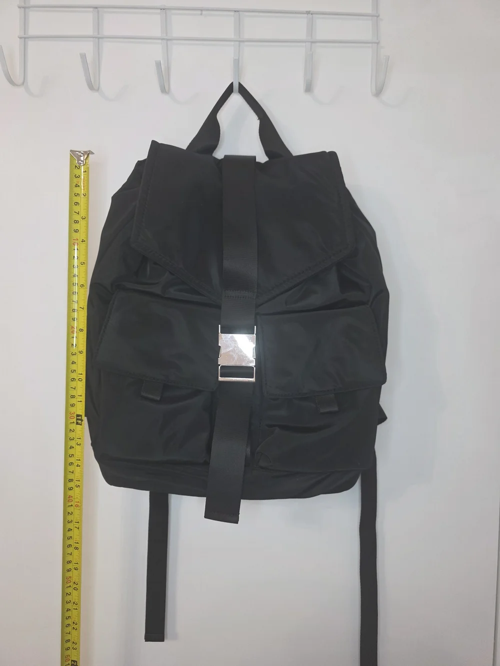 Womans Balck Backpack with Front Buckle